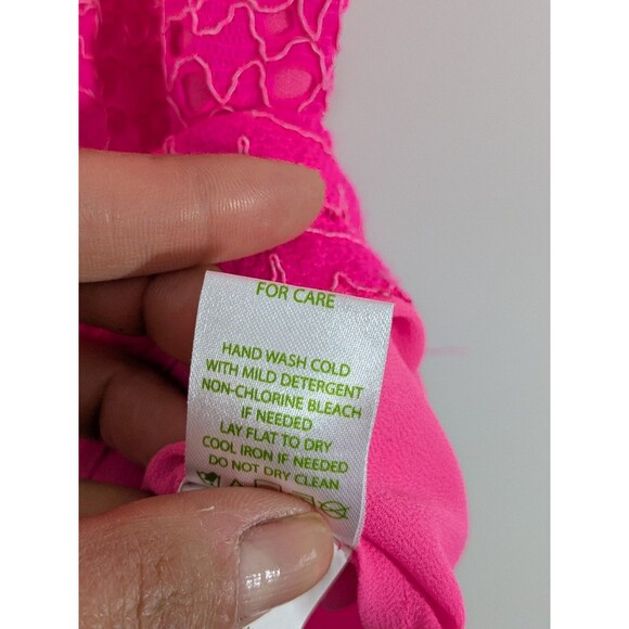 Lilly Pulitzer Marble Off The Shoulder Top In Kir Royal Pink Knotty Lace Sz L - Picture 9 of 10